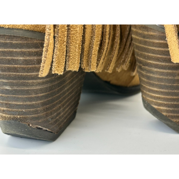 Coconuts By Matisse Lambert Saddle Fringe Ankle Boots Camel Western 8 Faux Suede - Picture 9 of 14